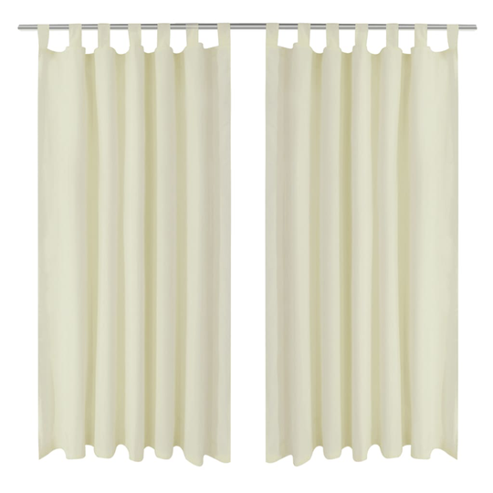Creme Mikro-Satiini Verhot Lenkeillä 2kpl 140 x 175 cm