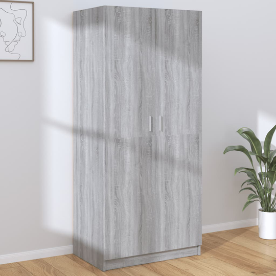 vidaXL Vaatekaappi harmaa Sonoma 80x52x180 cm tekninen puu