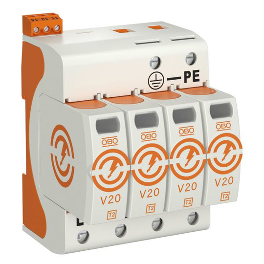 Obo Bettermann 5095284 Ylijännitesuoja tyyppi 2, 230 V, IP20 V20-4+FS-280