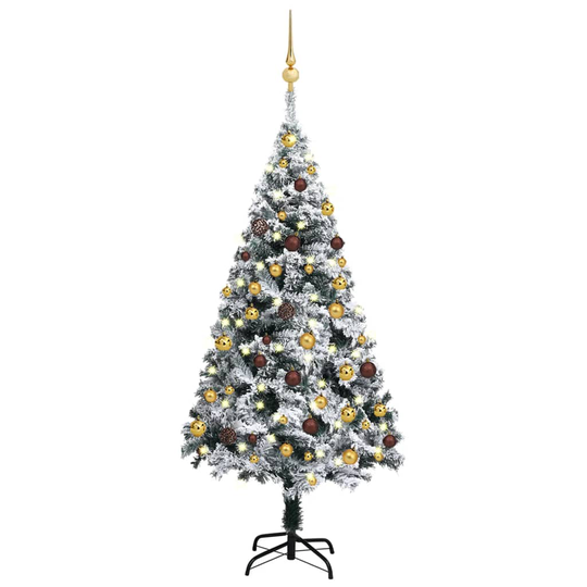 vidaXL Tekojoulukuusi LED-valoilla ja palloilla vihreä 120 cm