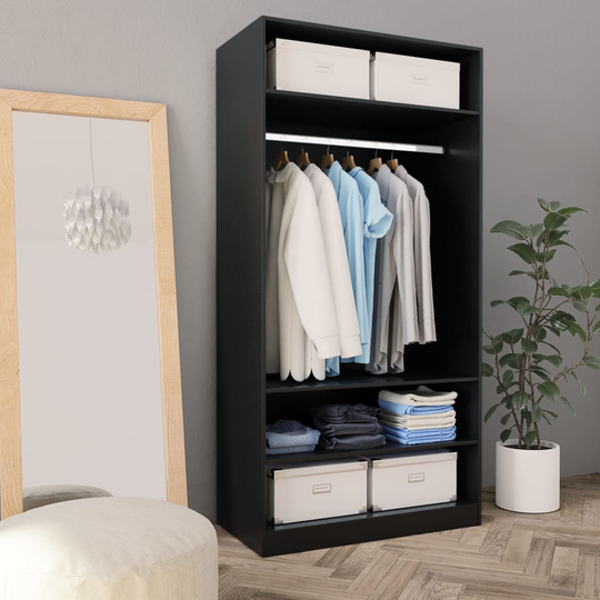 vidaXL Vaatekaappi musta 100x50x200 cm lastulevy