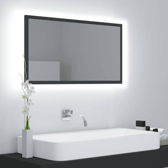vidaXL LED-kylpyhuonepeili harmaa 80x8,5x37 cm lastulevy
