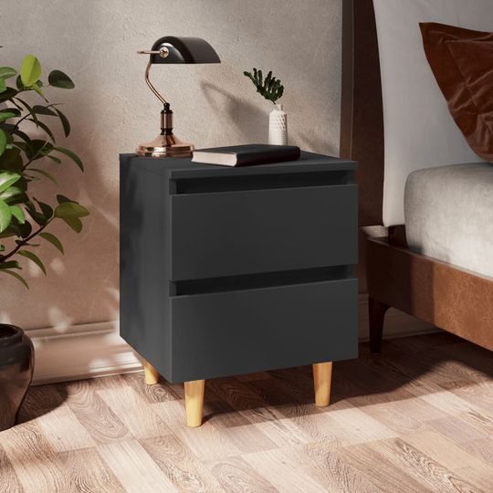 vidaXL Yöpöydät täysmäntyiset jalat 2 kpl harmaa 40x35x50 cm