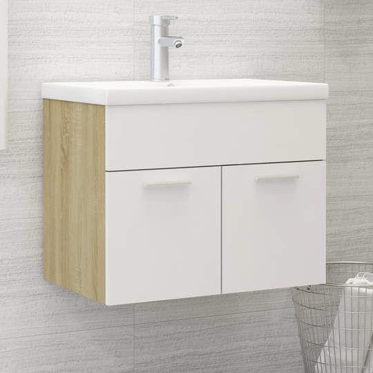 vidaXL Allaskaappi valkoinen ja Sonoma-tammi 60x38,5x46 cm lastulevy
