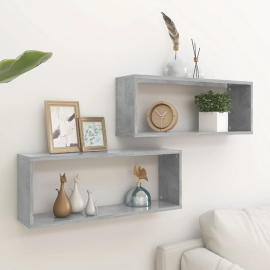 vidaXL Kuutioseinähyllyt 2 kpl betoninharmaa 60x15x23 cm lastulevy