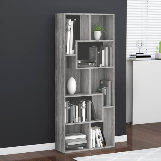vidaXL Kirjahylly harmaa Sonoma 67x24x161 cm tekninen puu