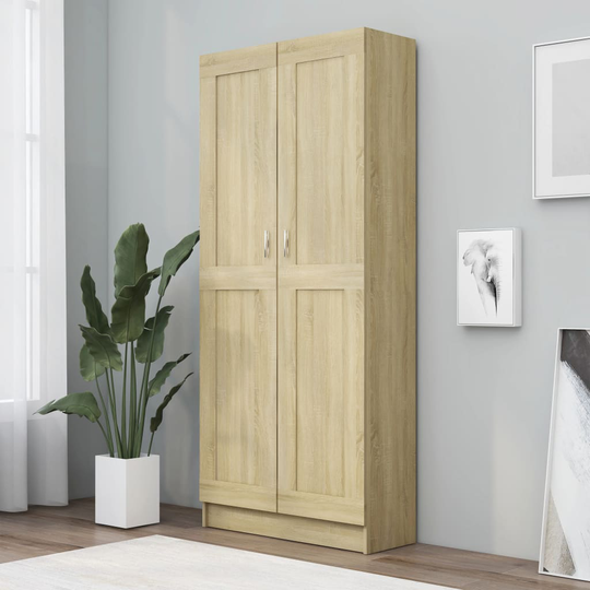 vidaXL Kirjahylly Sonoma-tammi 82,5x30,5x185,5 cm lastulevy