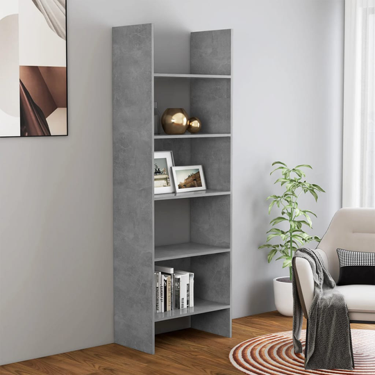 vidaXL Kirjahylly betoninharmaa 60x35x180 cm lastulevy