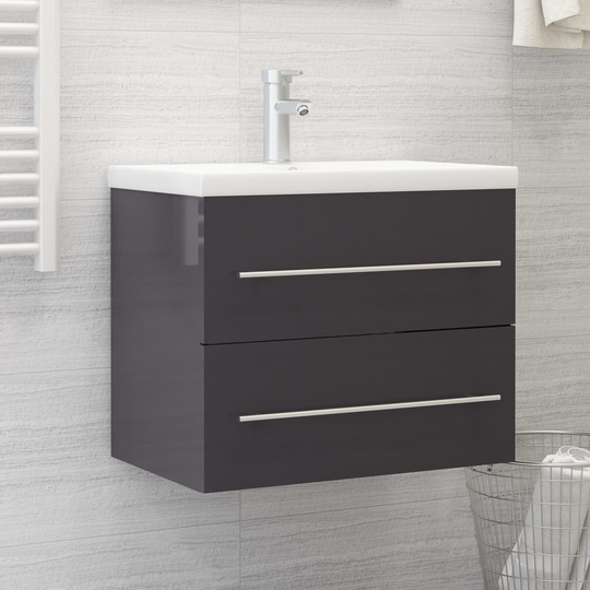 vidaXL Allaskaappi korkeakiilto harmaa 60x38,5x48 cm lastulevy