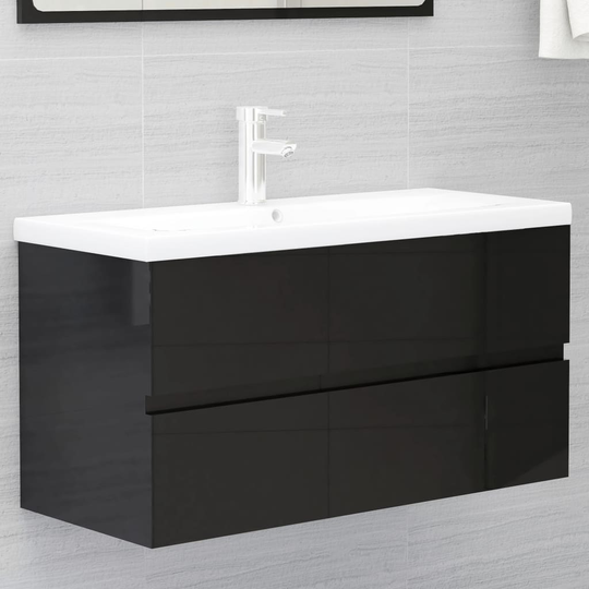 vidaXL Allaskaappi korkeakiilto musta 90x38,5x45 cm lastulevy