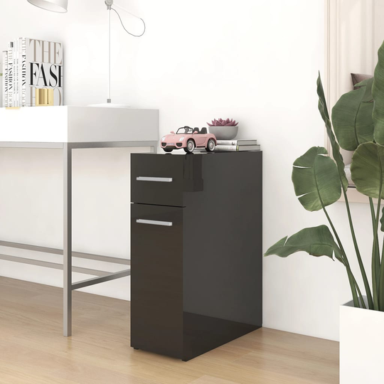vidaXL Apteekkarinkaappi korkeakiilto musta 20x45,5x60 cm lastulevy