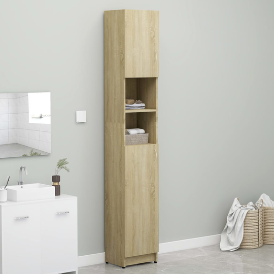 vidaXL Kylpyhuonekaappi sonoma tammi 32x25,5x190 cm lastulevy