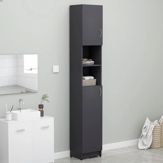 vidaXL Kylpyhuonekaappi harmaa 32x25,5x190 cm lastulevy
