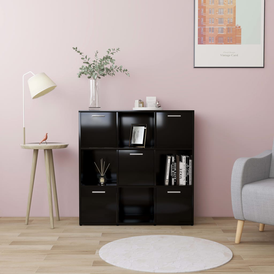 vidaXL Kirjahylly musta 90x30x90 cm lastulevy