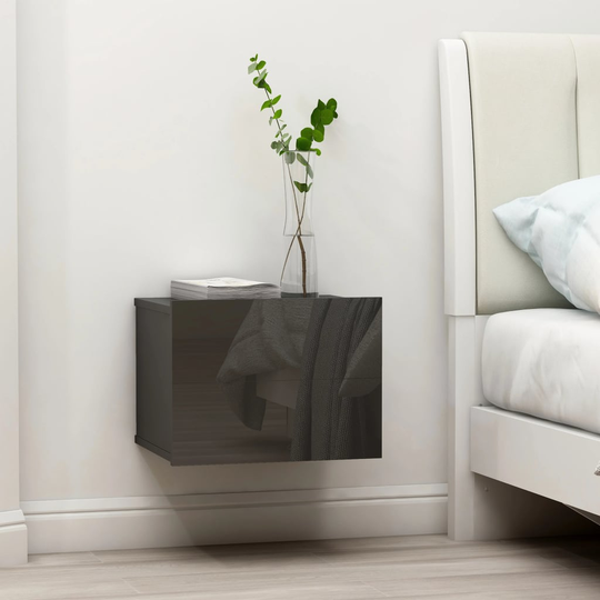 vidaXL Yöpöydät 2kpl korkeakiilto harmaa 40x30x30 cm lastulevy