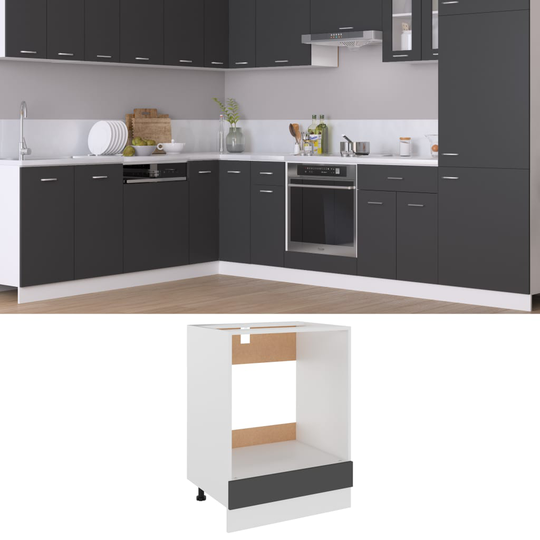 vidaXL Uunikaappi harmaa 60x46x81,5 cm lastulevy