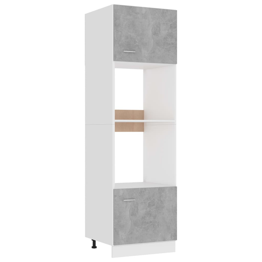 vidaXL Mikroaaltouunin kaappi betoninharmaa 60x57x207 cm lastulevy