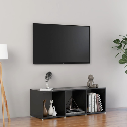 vidaXL TV-taso korkeakiilto harmaa 107x35x37 cm lastulevy