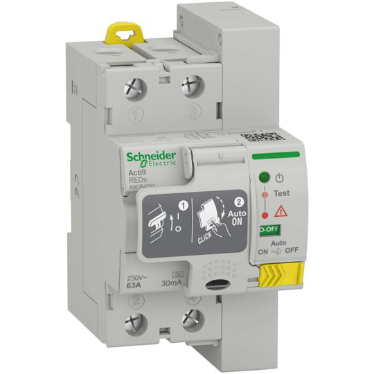 Schneider Electric Acti9 REDs Vikavirtasuoja A, 2-napainen 63A, 30mA