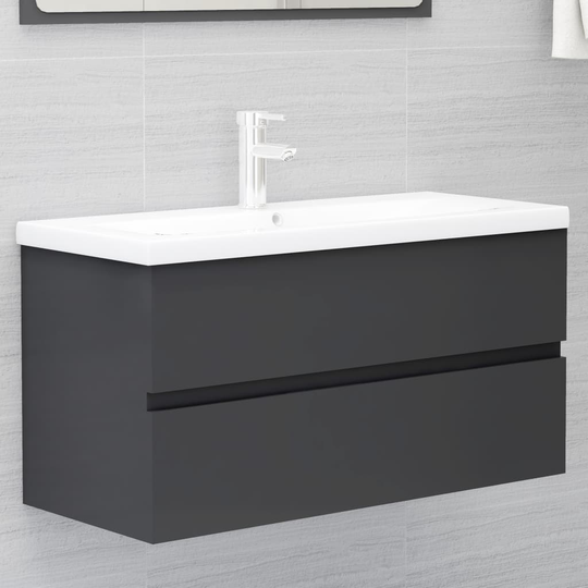 vidaXL Allaskaappi harmaa 90x38,5x45 cm lastulevy