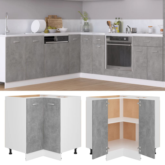 vidaXL Alakulmakaappi betoninharmaa 75,5x75,5x80,5 cm lastulevy