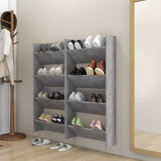vidaXL Seinäkenkäkaapit 4 kpl betoninharmaa 60x18x60 cm lastulevy
