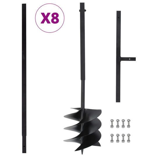vidaXL Maapora kahvalla 250 mm ja jatkeella 8 m teräs