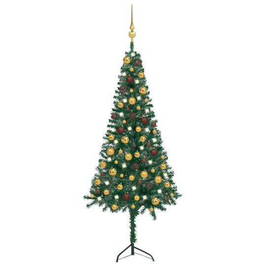 vidaXL Kulmaan asetettava tekojoulukuusi LED-valot/pallot vihreä 120cm