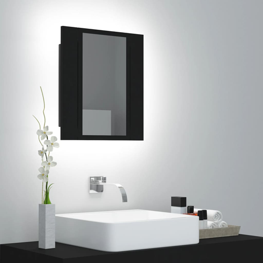 vidaXL Kylpyhuoneen LED peilikaappi musta 40x12x45 cm
