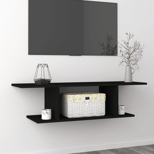 vidaXL Seinäkiinnitettävä TV-taso musta 103x30x26,5 cm