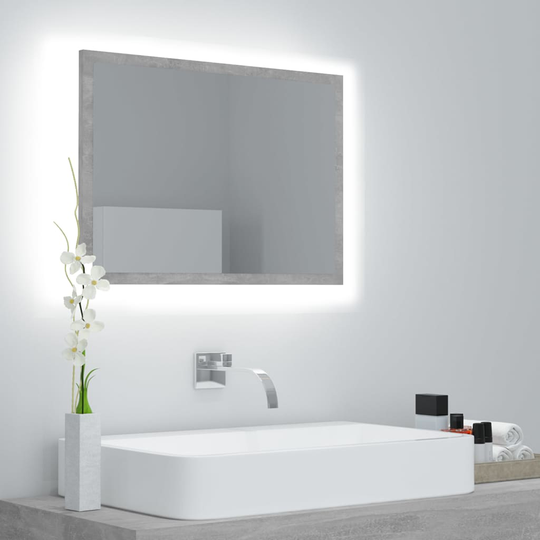 vidaXL LED-kylpyhuonepeili betoninharmaa 60x8,5x37 cm lastulevy