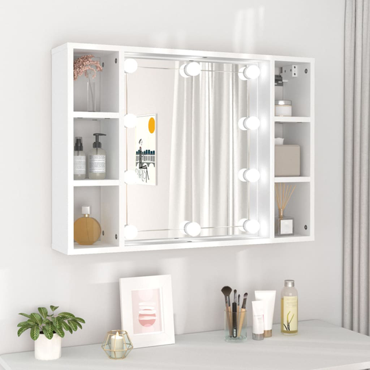 vidaXL Peilikaappi LED-valoilla valkoinen 76x15x55 cm