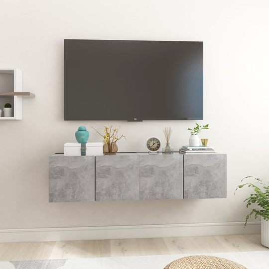 vidaXL Seinäkiinnitettävä TV-taso 2 kpl betoninharm. 60x30x30 cm