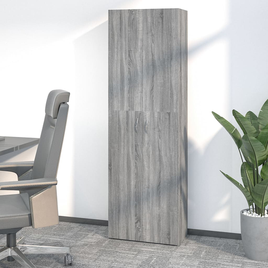 vidaXL Toimistokaappi harmaa Sonoma 60x32x190 cm tekninen puu