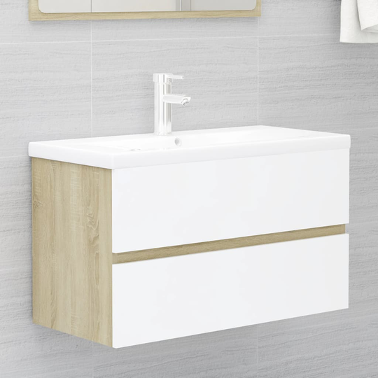 vidaXL Allaskaappi valkoinen ja Sonoma-tammi 80x38,5x45 cm lastulevy