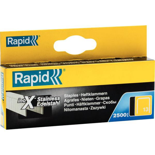 Rapid Nr 13 Ohuet hakaset Ruostumaton teräs, 2500 kpl 6 mm