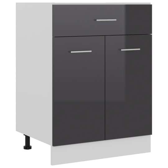 vidaXL Alalipastokaappi korkeakiilto harmaa 60x46x81,5 cm lastulevy
