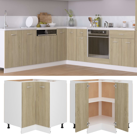 vidaXL Alakulmakaappi Sonoma-tammi 75,5x75,5x80,5 cm lastulevy