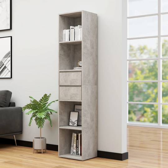 vidaXL Kirjahylly betoninharmaa 36x30x171 cm lastulevy