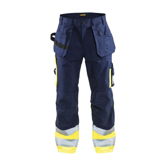 Blåkläder 152918608933C44 Huomiohousut laivastonsininen/huomiokeltainen, työhousut Koko C44