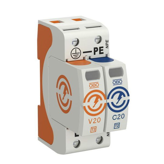 Obo Bettermann 5095251 Ylijännitesuoja tyyppi 2, 230 V, IP20 V20-1+NPE-280