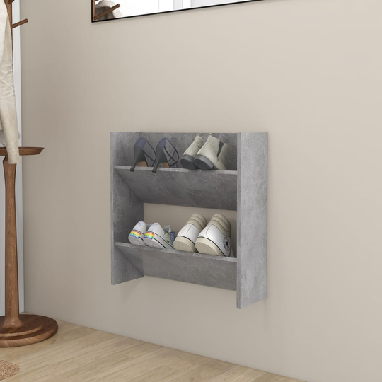 vidaXL Seinäkenkäkaappi betoninharmaa 60x18x60 cm lastulevy