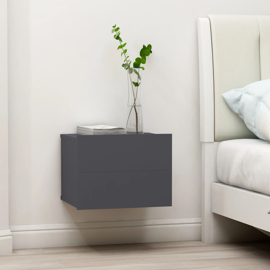 vidaXL Yöpöydät 2kpl harmaa 40x30x30 cm lastulevy
