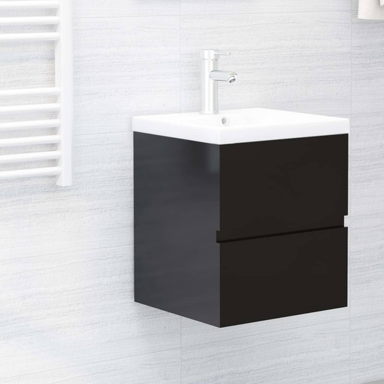 vidaXL Allaskaappi korkeakiilto musta 41x38,5x45 cm lastulevy