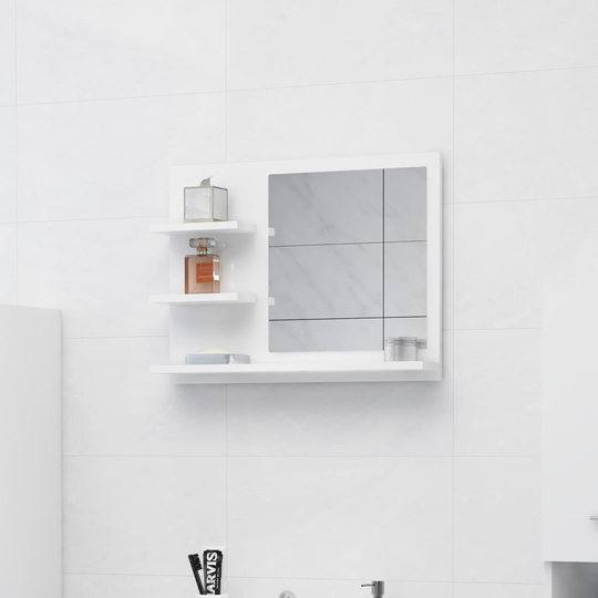 vidaXL Kylpyhuonepeili korkeakiilto valkoinen 60x10,5x45 cm lastulevy