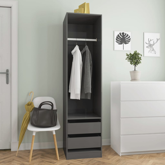 vidaXL Vaatekaappi vetolaatikoilla harmaa 50x50x200 cm lastulevy