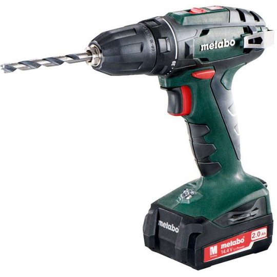 Metabo BS 14.4 Porakone-ruuvinväännin 10 mm istukka, 2 akkua ja laturi