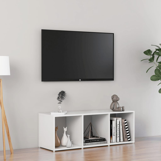 vidaXL TV-taso korkeakiilto valkoinen 107x35x37 cm lastulevy