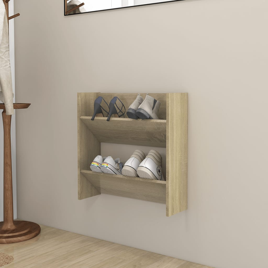 vidaXL Seinäkenkäkaappi Sonoma-tammi 60x18x60 cm lastulevy