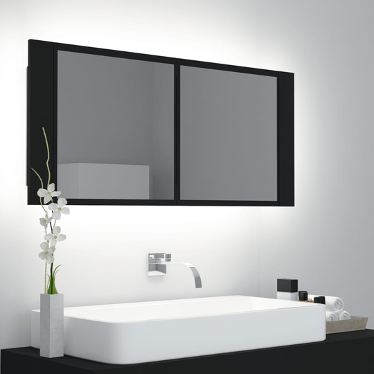 vidaXL Kylpyhuoneen LED peilikaappi musta 100x12x45 cm